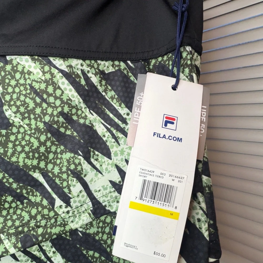 FILA Women's Black and Green Patterned Skorts - Picture 2 of 3